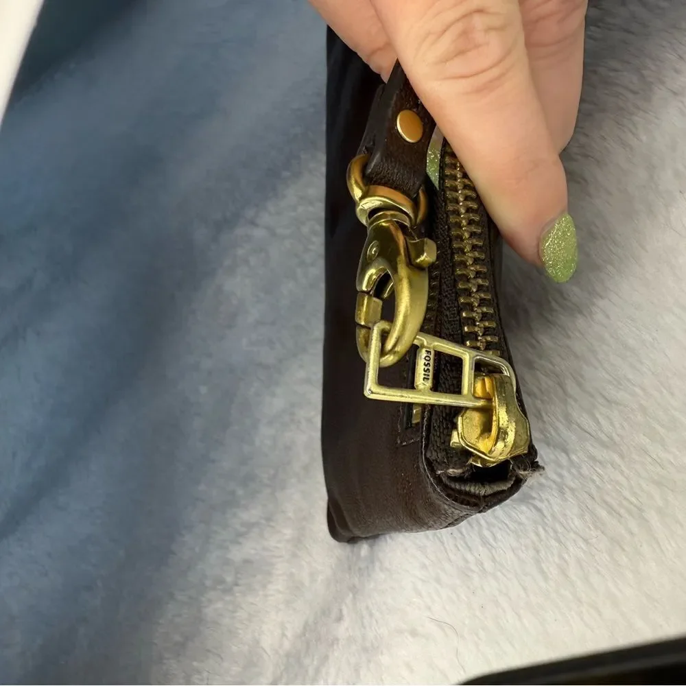 Fossil Dark Brown Leather Wristlet